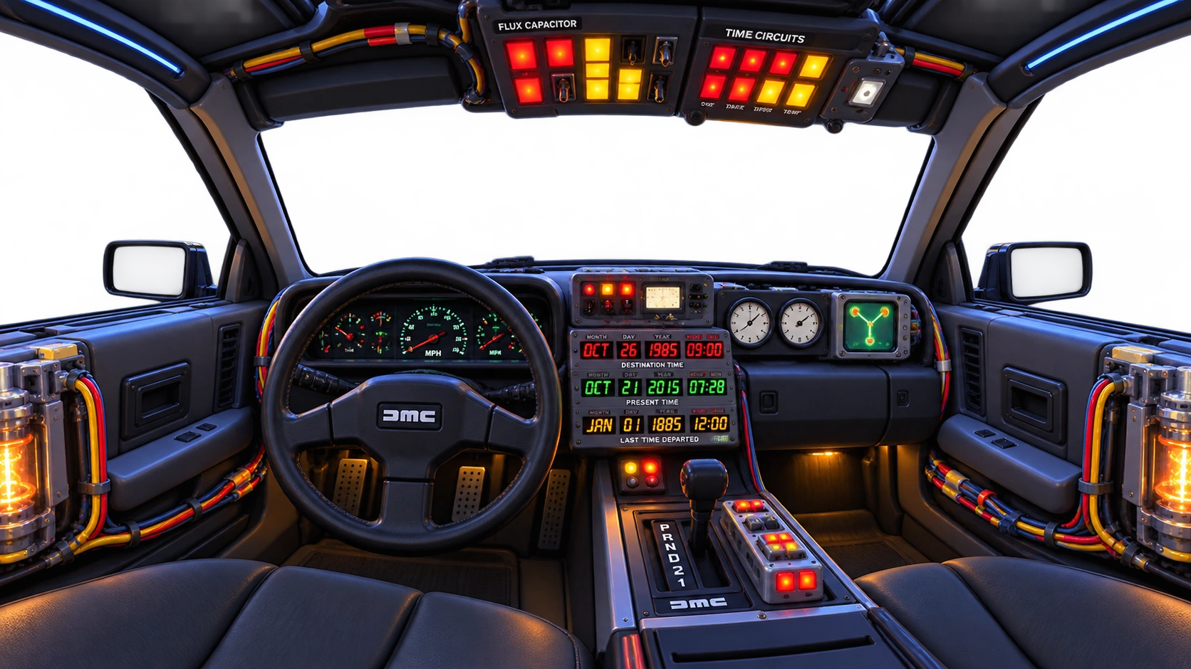 Cabina interior POV del DeLorean DMC-12
